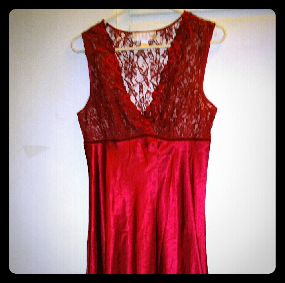 Red satin and lace nightgown